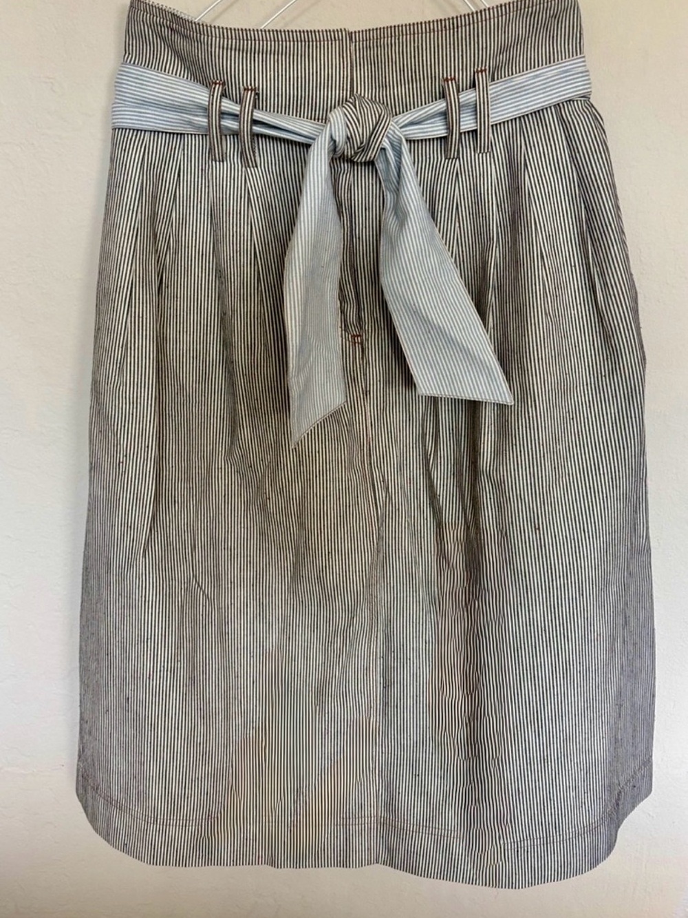 Sessun Striped Tie-Waist Pencil Skirt - Light Gray